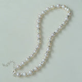 White Freshwater Pearl Silver Bean Necklace - White Pearl - floysun