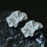 White Matte Petal Statement Earrings - floysun