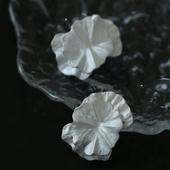 White Matte Petal Statement Earrings - floysun