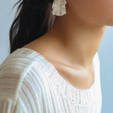 White Matte Petal Statement Earrings - floysun