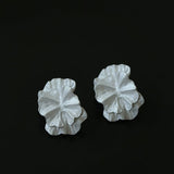 White Matte Petal Statement Earrings - floysun