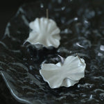 White Matte Petal Statement Earrings - floysun