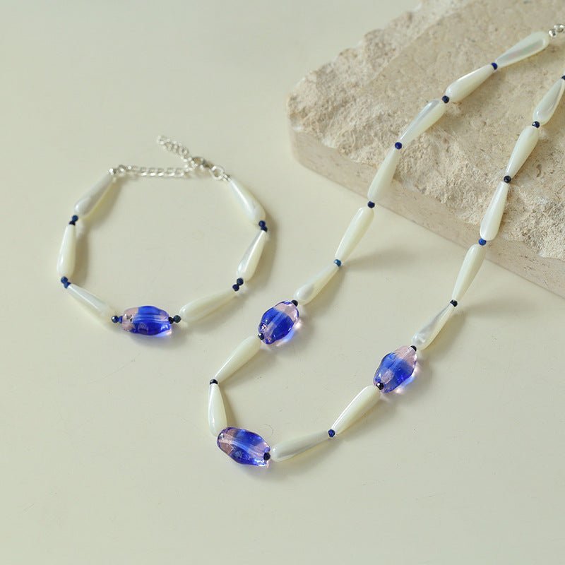 White Mother-of-pearl Glass Beaded Bracelet - floysun