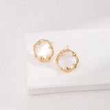 White Mother - of - pearl Stud Earrings - floysun