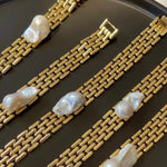 Wide Chain Baroque Pearl Bracelet - floysun