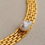 Wide Chain Baroque Pearl Bracelet - floysun