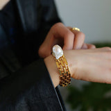 Wide Chain Baroque Pearl Bracelet - floysun