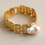 Wide Chain Baroque Pearl Bracelet - floysun