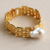 Wide Chain Baroque Pearl Bracelet - floysun