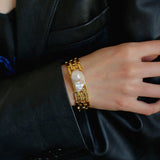 Wide Chain Baroque Pearl Bracelet - floysun