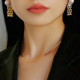 Wide Chain Baroque Pearl Earrings - floysun