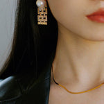 Wide Chain Baroque Pearl Earrings - floysun