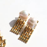 Wide Chain Baroque Pearl Earrings - floysun