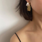 Wide Chain Baroque Pearl Earrings - floysun