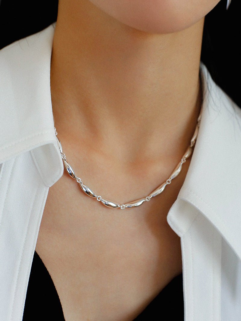 Willow Leaf Metal Chain Necklace - floysun