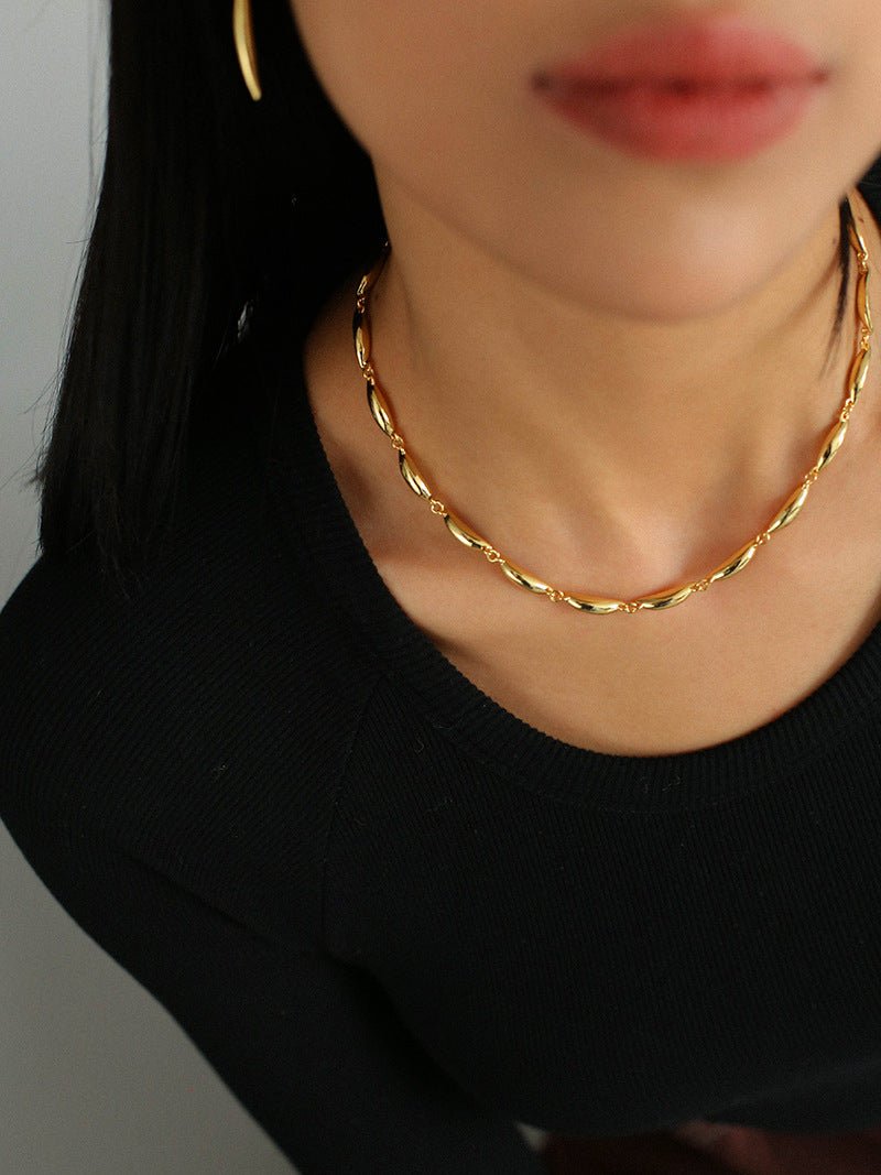 Willow Leaf Metal Chain Necklace - floysun