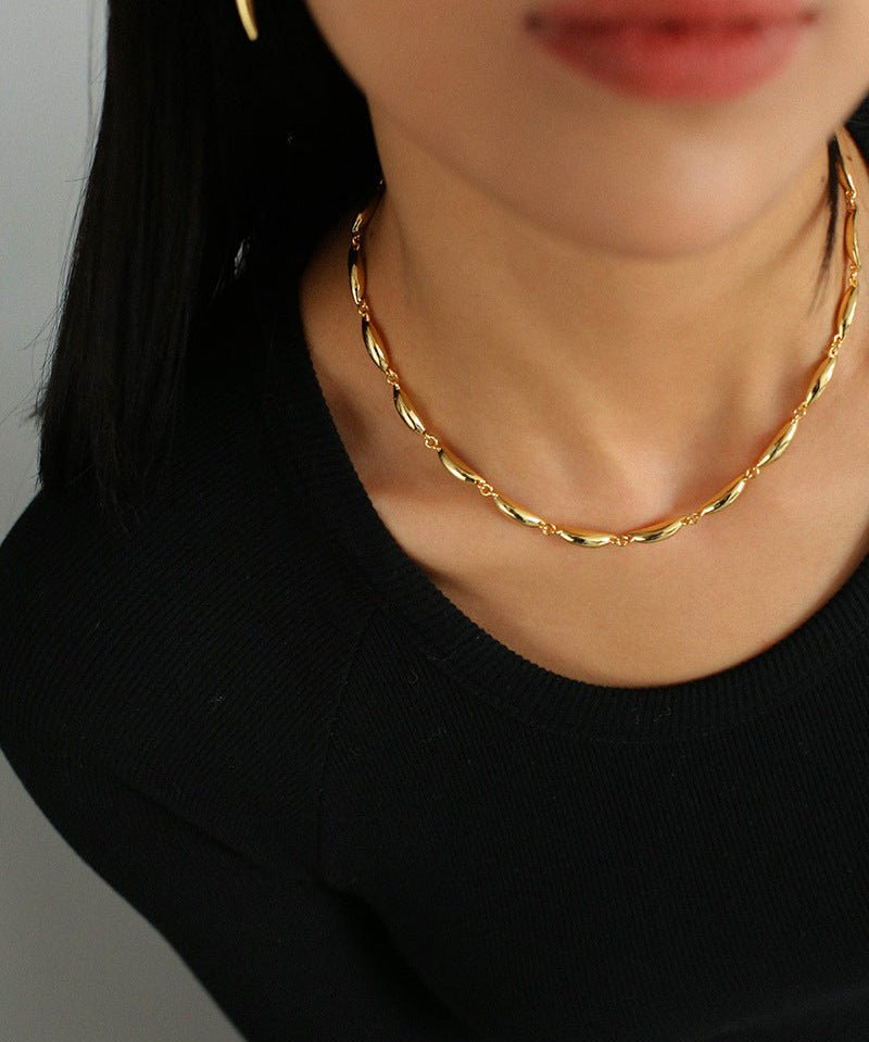 Willow Leaf Metal Chain Necklace - floysun