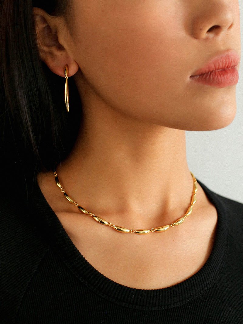 Willow Leaf Metal Chain Necklace - floysun