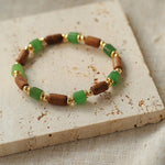 Wood Bead Green Agate Beaded Bracelet - floysun