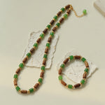 Wood Bead Green Agate Beaded Bracelet - floysun