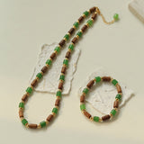 Wood Bead Green Agate Beaded Bracelet - floysun