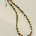 Wood Bead Green Agate Beaded Necklace - floysun