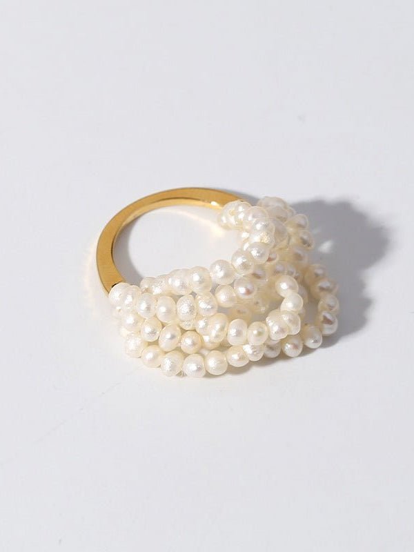 Woven Multi - Layer Freshwater Pearl Ring - floysun