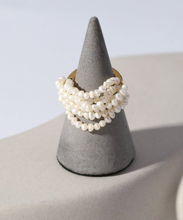 Woven Multi - Layer Freshwater Pearl Ring - floysun