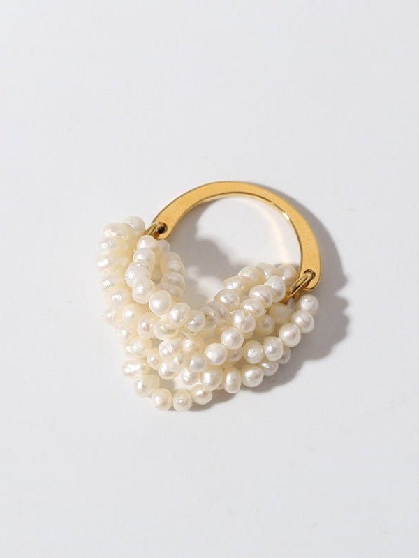 Woven Multi - Layer Freshwater Pearl Ring - floysun