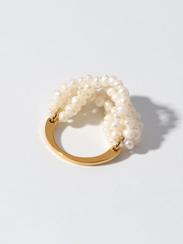 Woven Multi - Layer Freshwater Pearl Ring - floysun