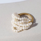 Woven Multi - Layer Freshwater Pearl Ring - floysun