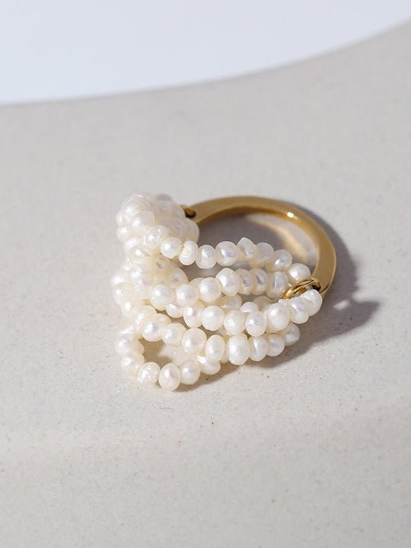 Woven Multi - Layer Freshwater Pearl Ring - floysun