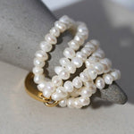 Woven Multi - Layer Freshwater Pearl Ring - floysun