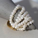 Woven Multi - Layer Freshwater Pearl Ring - floysun