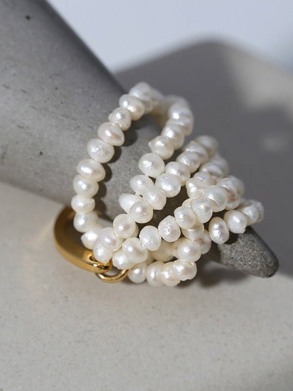 Woven Multi - Layer Freshwater Pearl Ring - floysun