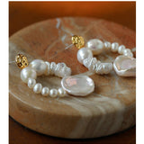 Woven Petal Baroque Earrings: Elegant Freshwater Pearl - floysun