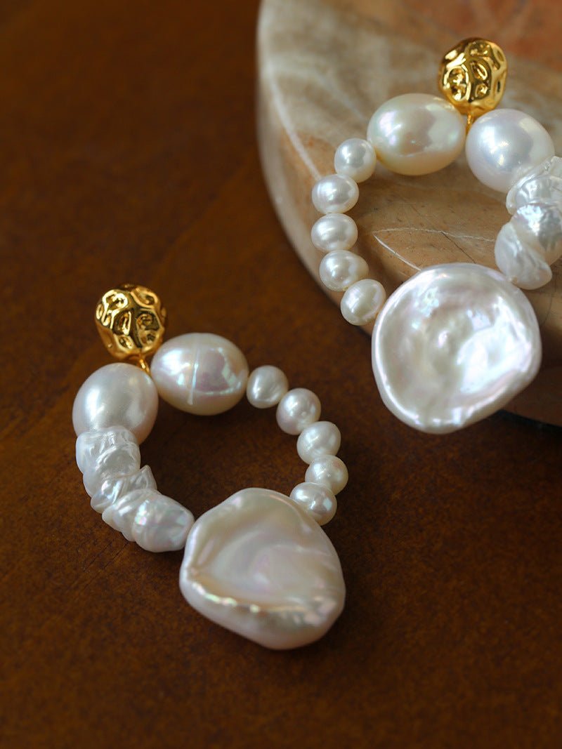 Woven Petal Baroque Earrings: Elegant Freshwater Pearl - floysun