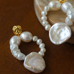 Woven Petal Baroque Earrings: Elegant Freshwater Pearl - floysun