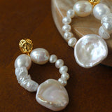 Woven Petal Baroque Earrings: Elegant Freshwater Pearl - floysun