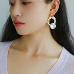 Woven Petal Baroque Earrings: Elegant Freshwater Pearl - floysun