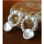 Woven Petal Baroque Earrings: Elegant Freshwater Pearl - floysun