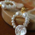 Woven Petal Baroque Earrings: Elegant Freshwater Pearl - floysun