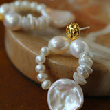 Woven Petal Baroque Earrings: Elegant Freshwater Pearl - floysun