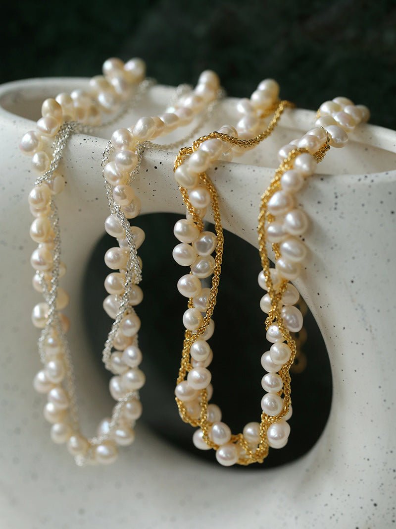 Wrapped Chain Wheat Ear Pearl Necklaces - floysun