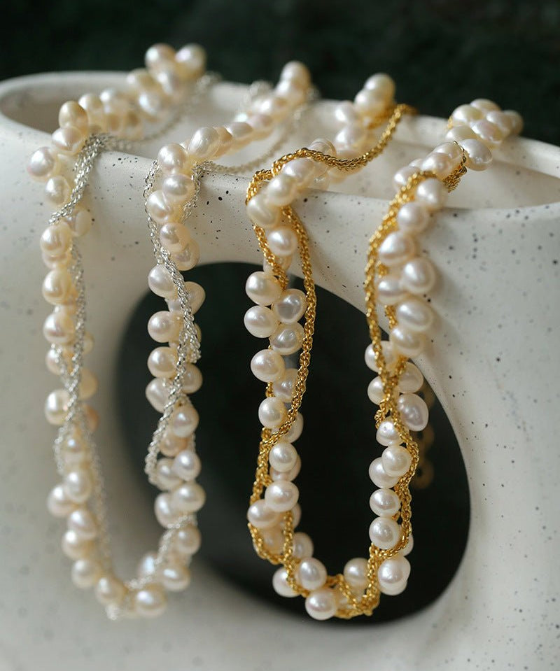 Wrapped Chain Wheat Ear Pearl Necklaces - floysun