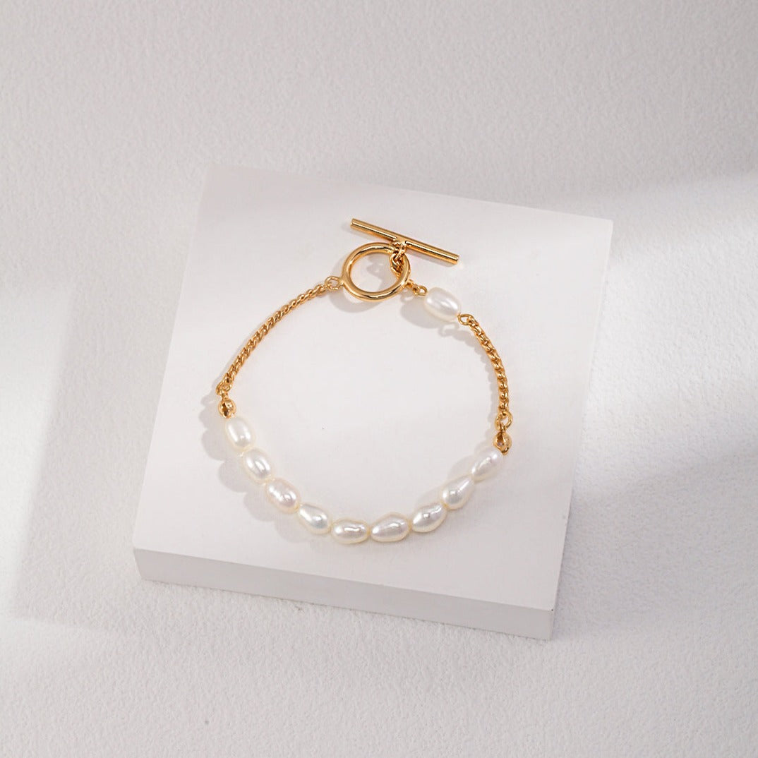 Natural Pearl OT Buckle Chain Bracelet