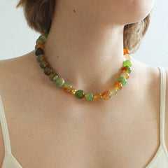 Summer Multicolor Onyx Beaded Necklace