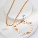 Minimalist Chunky Chain Pearl Pendant Necklace