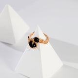 Double Onyx Sterling Silver Open Ring