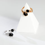 Double Onyx Sterling Silver Open Ring